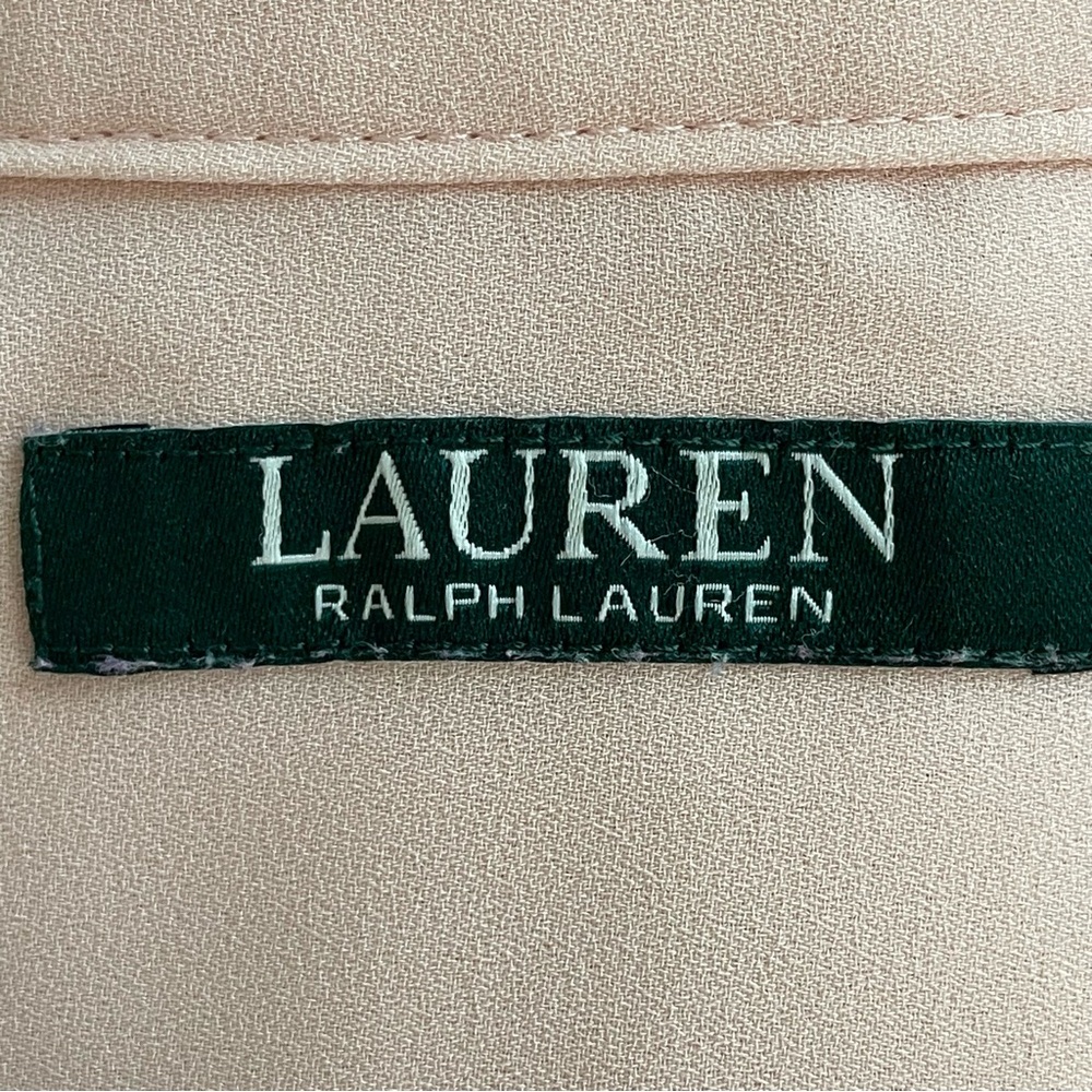 Lauren Ralph Lauren | Pink Ruffle Front Button Long Sleeve Blouse - Picture 6 of 8